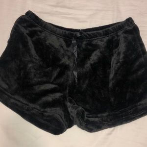 Black fur shorts